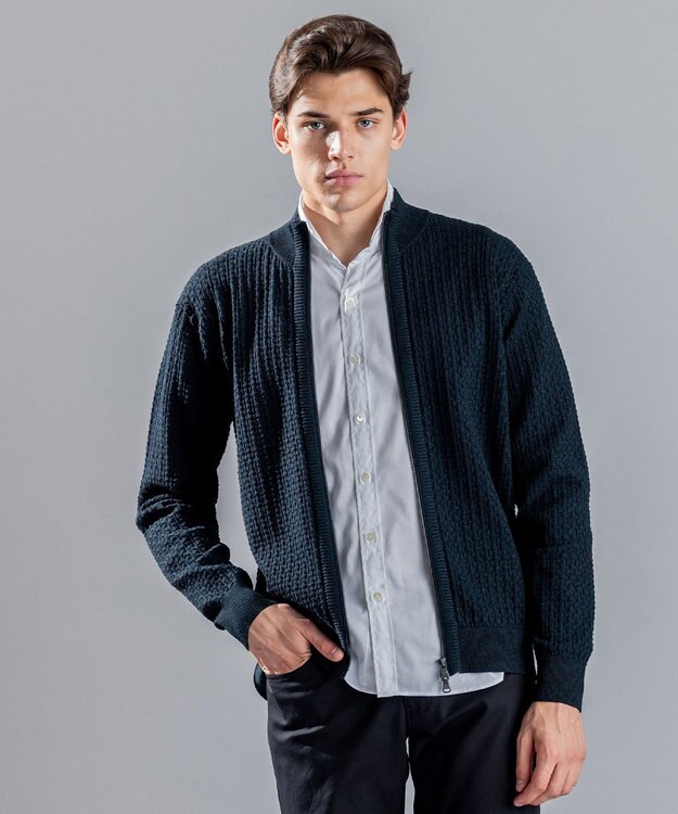 JOSEPH HOMME 【イージーケア】 ヴィスコースリンクス　ジップアップカーディガン ピーコックグリーン系