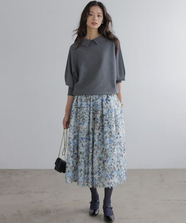 組曲 S 【加藤ローサさん着用 / 前後着用可】スムースストレッチロールネック ニット グレー系