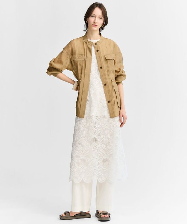 23区 【見上愛さん着用】リネンミックスシアースラブ ミリタリー シャツジャケット ベージュ系