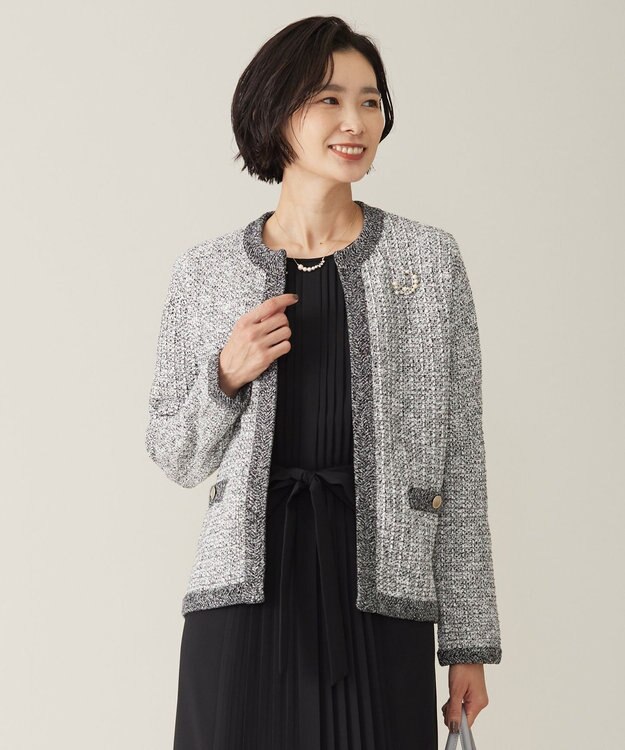 J.PRESS LADIES 【WEB限定カラーあり・洗える】TWEED ニット ジャケット ブラック系5
