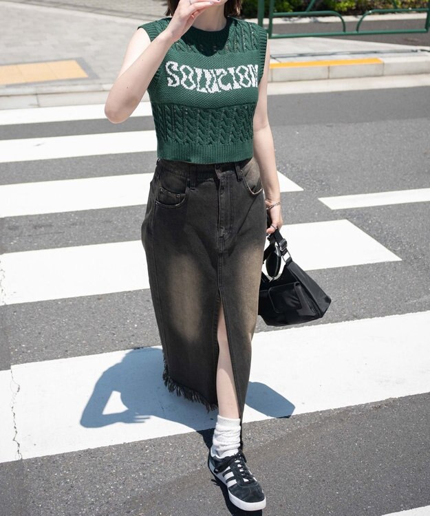 WEGO ロゴケーブルメッシュベスト グリーン