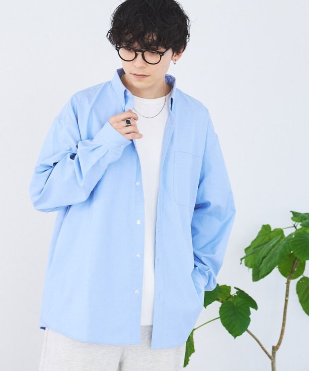 WEGO イージーケアオックスフォードシャツ サックス