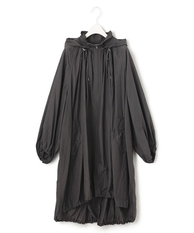 ICB 【撥水加工】シアーナイロンタフタ フーデットコート チャコール系