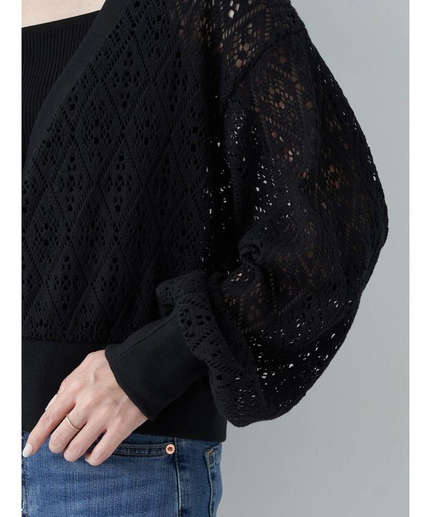 earth music&ecology ラッセルレースカーディガン Black