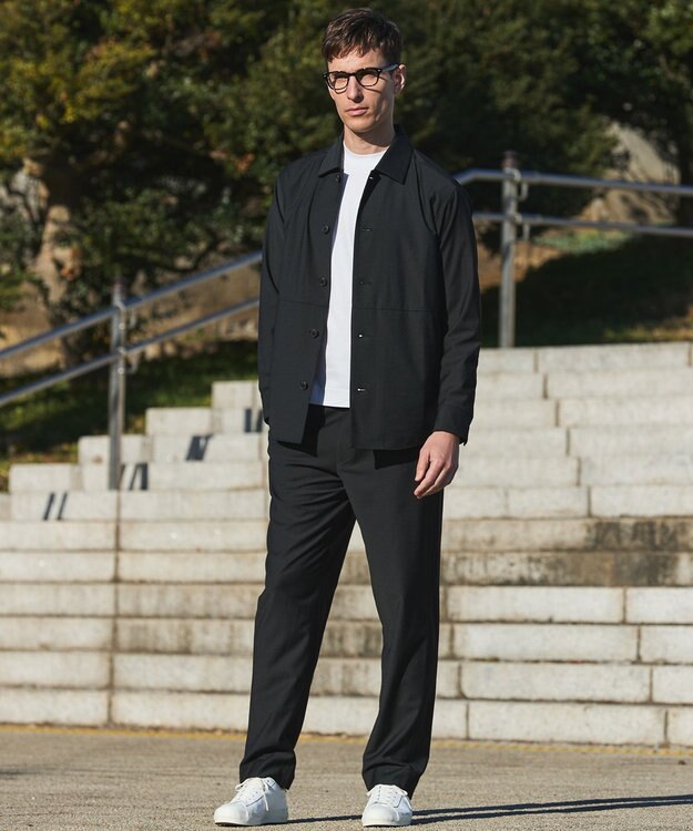 GOTAIRIKU 仕事で着られる 綿100％ 【洗える】カバーネック ドレスTシャツ_ロング ホワイト系