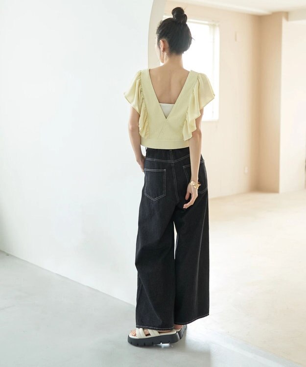 earth music&ecology ＳＥＴ２点　フリルショルダーツーピースワンピース Yellow