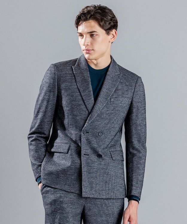 JOSEPH HOMME ドビージャージー　ダブルブレストジャケット ライトグレー系