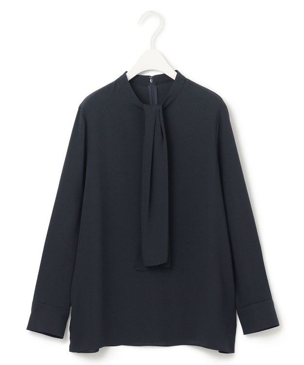 ICB 【WEB限定カラーあり・速乾・洗える】BackSatinAmunzen スカーフタイブラウス ネイビー系