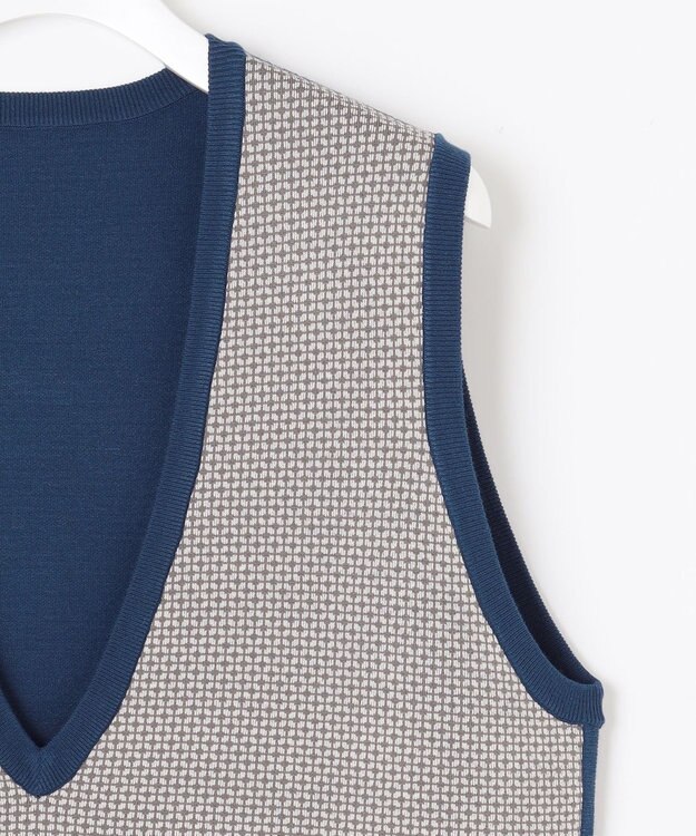 自由区 【リバーシブル・セットアップ対応・洗える】レーヨンストレッチリバーシブルニット ジャンパースカート リッツブルー×シャンパン