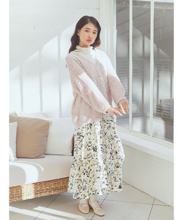 earth music&ecology ぽこぽこヤーンカーディガン Light Pink