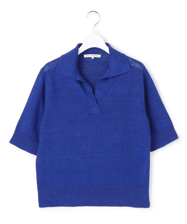 23区 【先行予約】ピュアリネン スキッパー ポロニット ブルー系