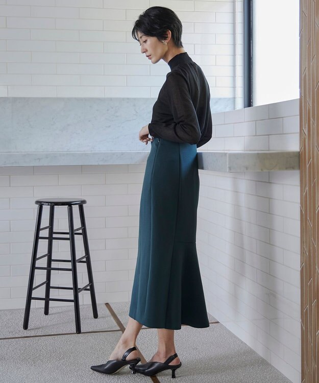 ICB 【洗える】ヴィスコースシアー ハイネックプルオーバー ブラック系