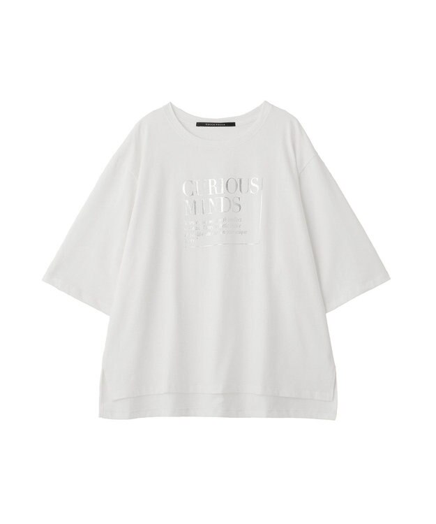 YECCA VECCA 【UVカット】ワイドスリーブ箔プリントTee Off White