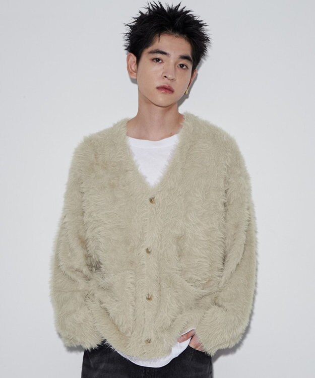 WEGO 【ユニセックス着用ITEM】フェザーカーディガン オフホワイト