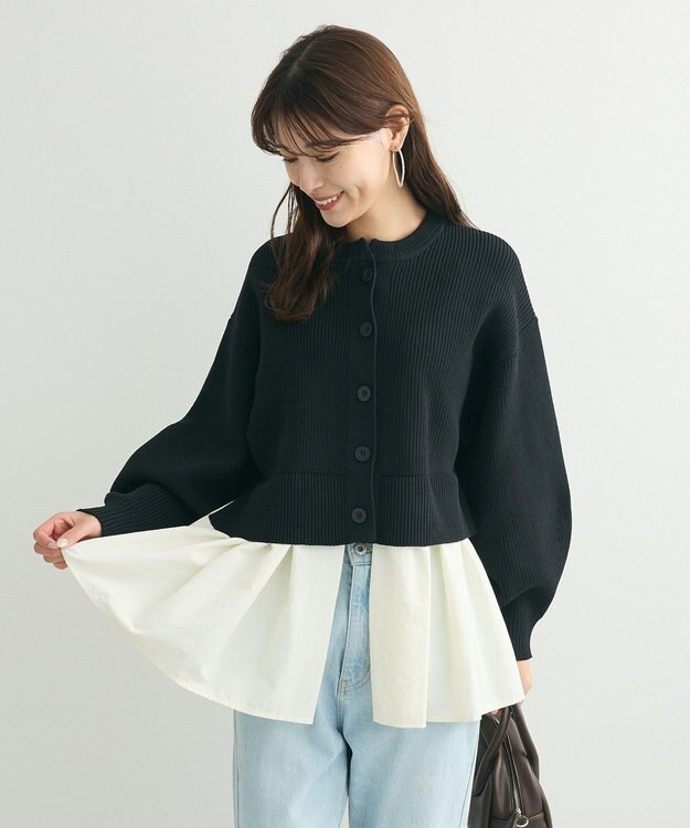 Green Parks ・ＥＬＥＮＣＡＲＥ　ＤＵＥ　スソレイヤーニットカーディカ Black