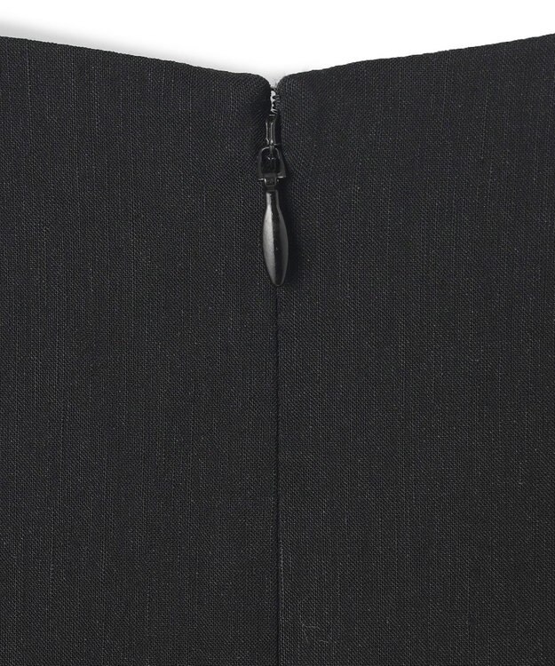 23区 S 【洗える】リネンレーヨンストレッチ スクエアネック オールインワン ブラック系