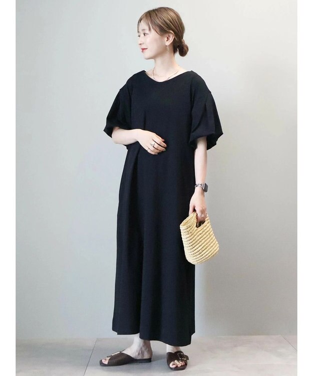 AMERICAN HOLIC 袖コンシャスＶネックカットワンピース Black