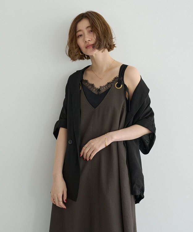 YECCA VECCA ベルトストラップサロペット Charcoal Gray