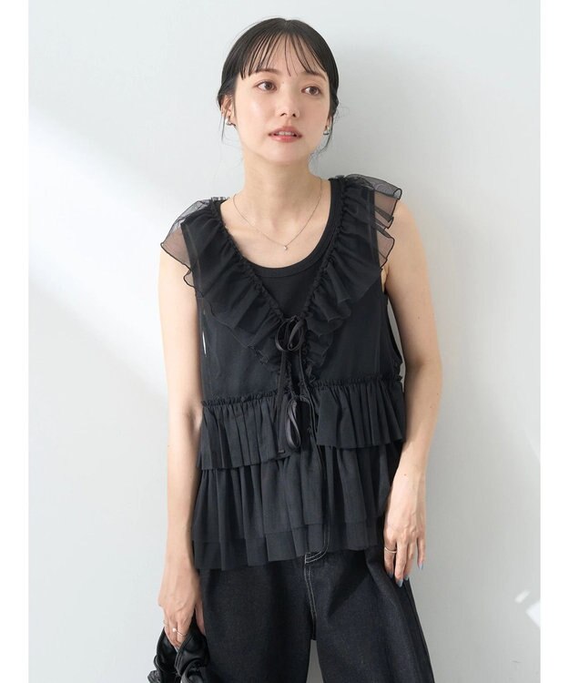 earth music&ecology チュールベスト Black