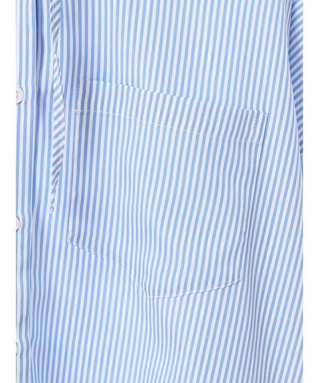 earth music&ecology フーディーシャツ Stripe Blue