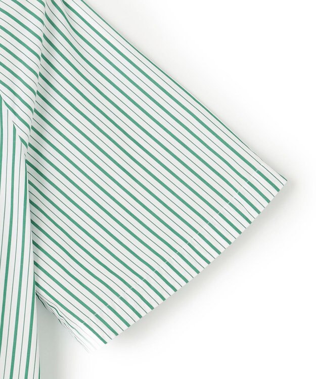 UNFILO フリルネック ブラウス グリーンストライプ