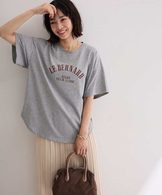Green Parks 裾ラウンド機能ロゴTシャツ Gray Mixture