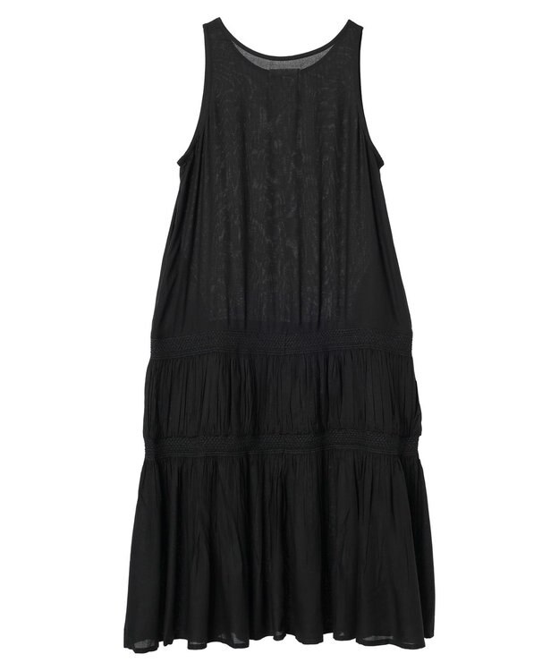 Green Parks Ｉ　ノースリスモッキング切替ワンピース Black