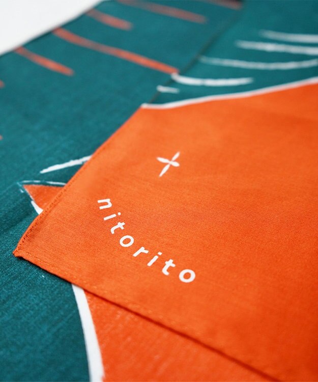 nitorito 【UNISEX】ギフトパッケージ&ステッカー付 白馬 ハンカチ スカーフ green x orange