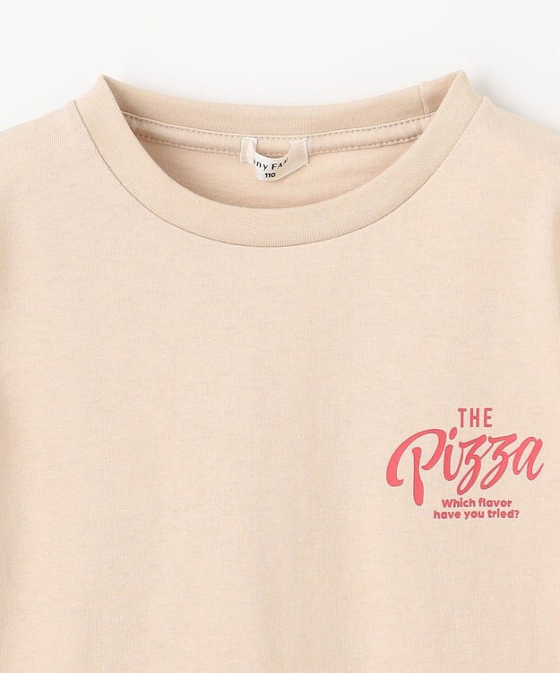 ANY KIDS バックプリント 半袖Tシャツ ベージュ（ピザ）