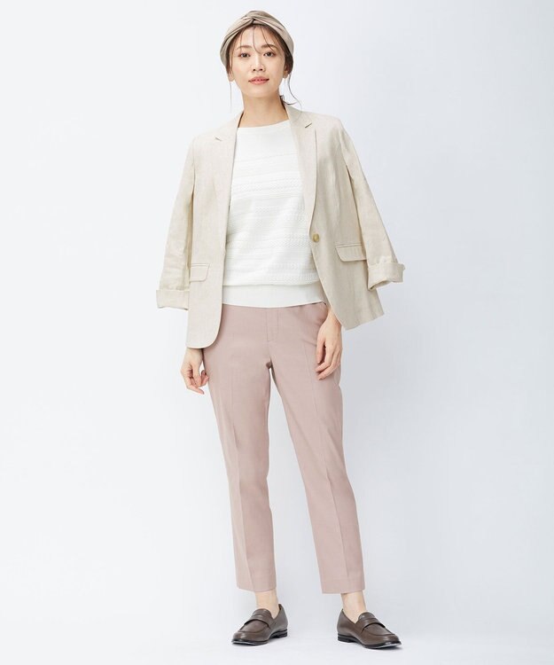 J.PRESS LADIES 【洗える・撥水・防汚】コットンFITTYシャーク テーパード パンツ ピンク系