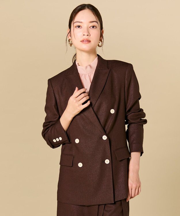 BEIGE， CAROLE / リネンライク ダブルジャケット Bordeaux