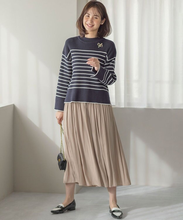 組曲 L 【WEB限定カラーあり】ギャザーライトデシン パンツ ベージュ系