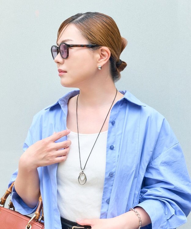 Phoebe 【限定セット】アーバンクロストップコードネックレス×ワンタッチワイドフープミニピアス シルバー