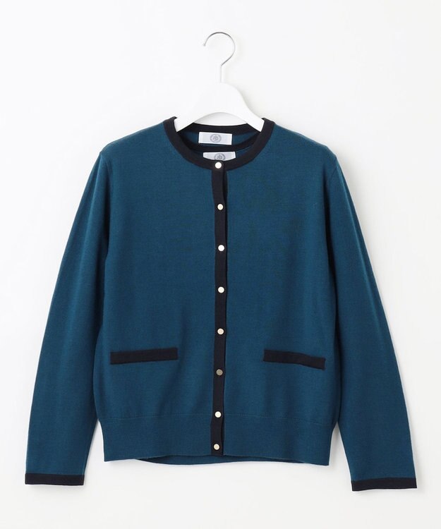 J.PRESS LADIES 【洗える】トリムツイン ニット グリーン系