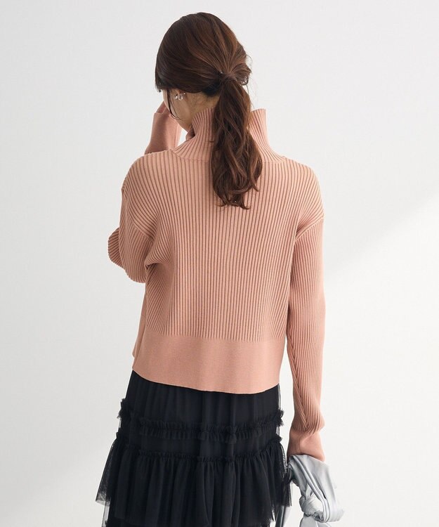 Green Parks 配色リブＺｉｐニットカーディガン Pink