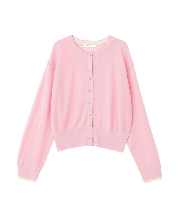 AMERICAN HOLIC シアー配色ニットカーディガン Pink