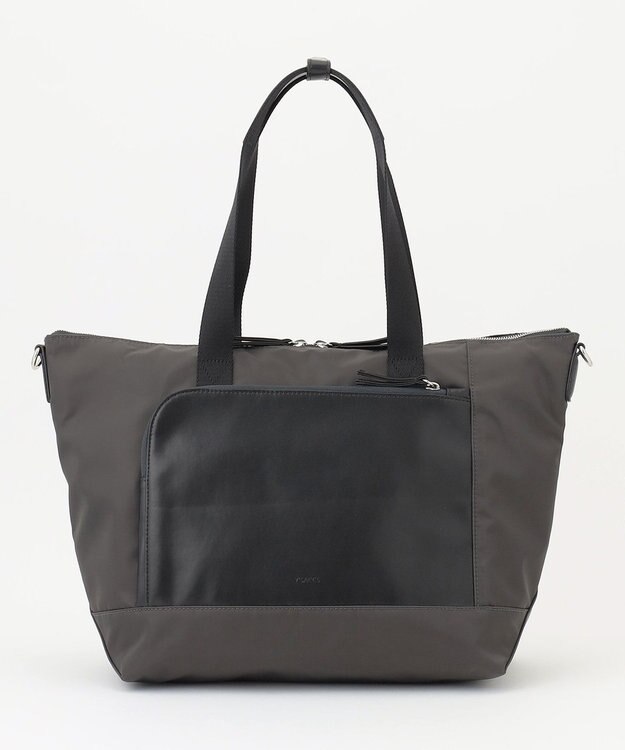 Y'SACCS ナイロン×リサイクルレザー　コンビマルチトート グレー