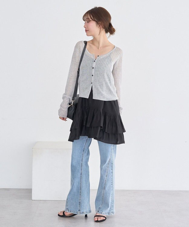 earth music&ecology シアーリブカーディガン Gray