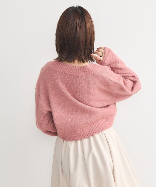 earth music&ecology ＳＥＴ２点スパンコールニットボレロ×タンク Pink