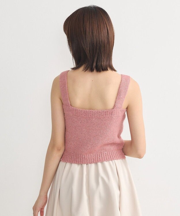 earth music&ecology ＳＥＴ２点スパンコールニットボレロ×タンク Pink