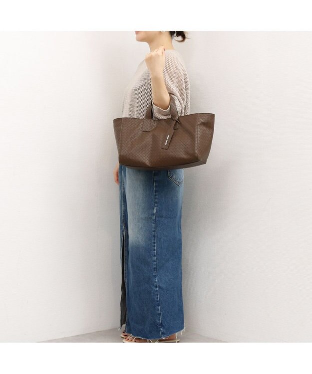 UNBILLION カシュカシュ cachecache / メッシュエンボス横長ショッパートート チョコ