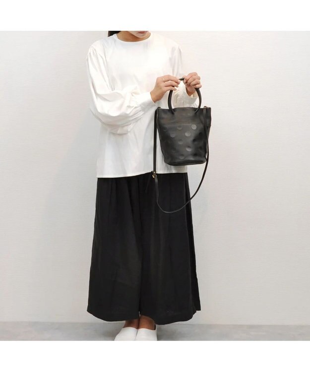 UNBILLION 【テレビ ドラマ着用アイテム】ペルケ perche / 姫路レザー丸手ハンドル2wayバケツバッグ ブラックドット