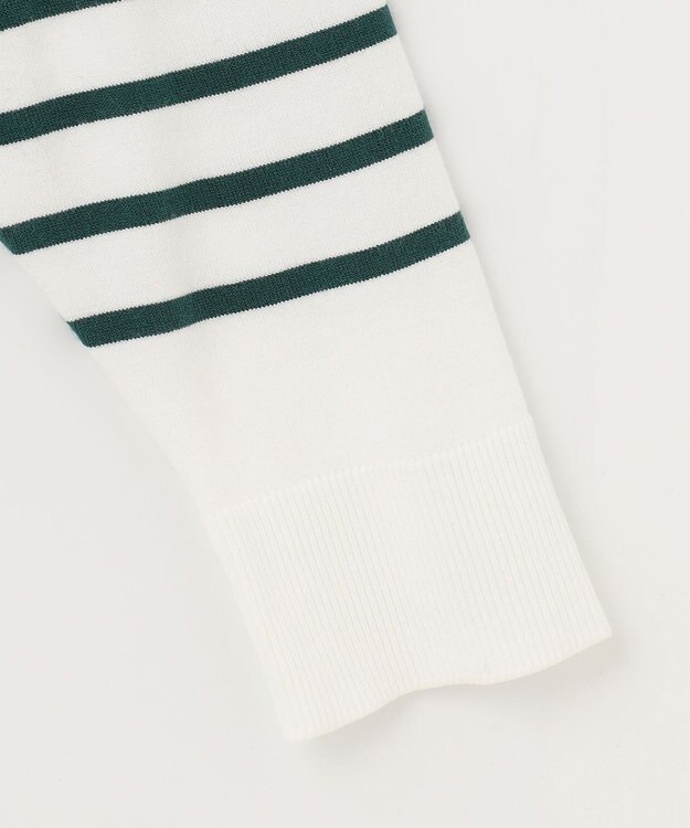 UNFILO 【抗菌防臭】スタイルアップニット　クルーネック ホワイト×グリーン