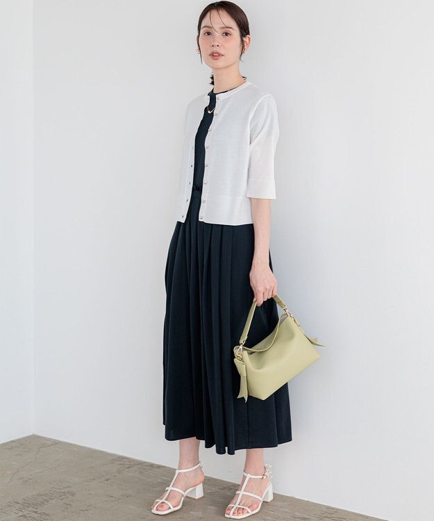 組曲 【先行予約】シアーニット5分袖 カーディガン ホワイト系