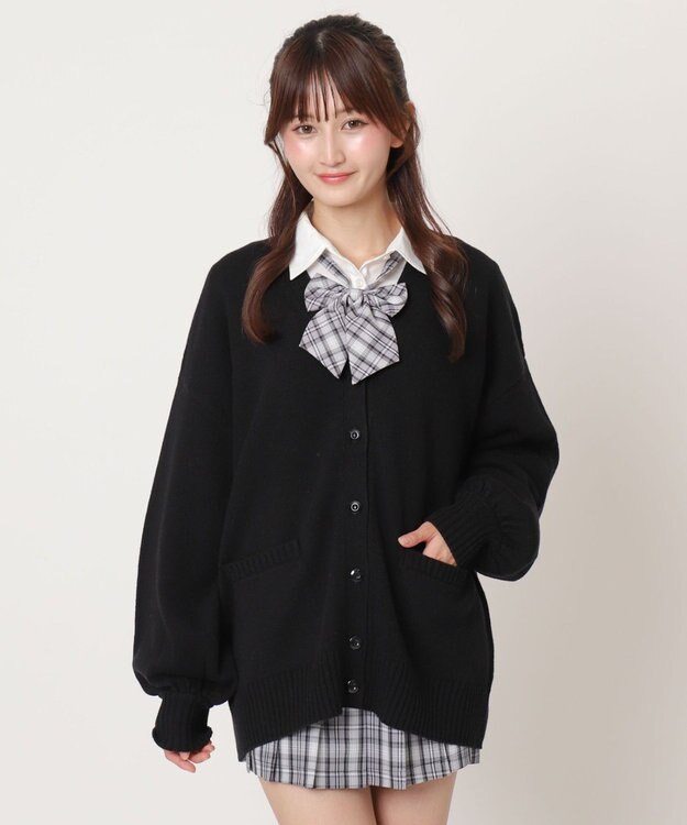 WEGO 【SCHOOLITEM】ニットカーディガン ブラック