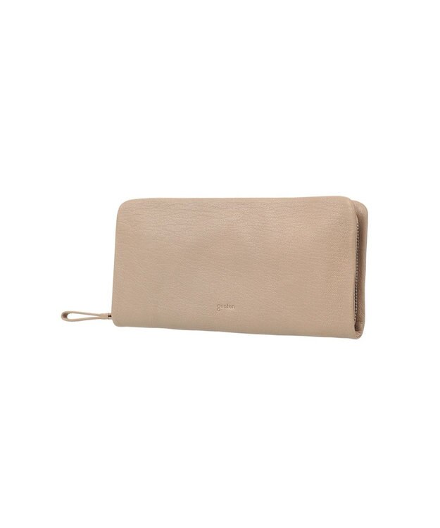 genten ゴートベーシック ラウンド長財布 サンドベージュ