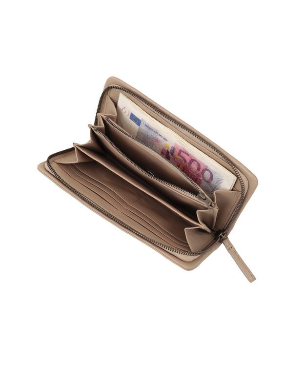 genten ゴートベーシック ラウンド長財布 サンドベージュ