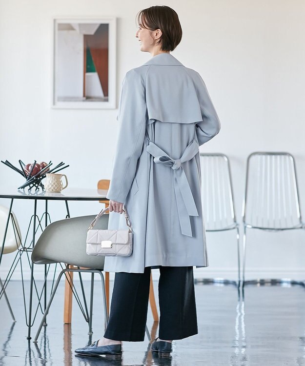 自由区 【XSサイズ～】トロトレンチ ロング丈コート スカイブルー系