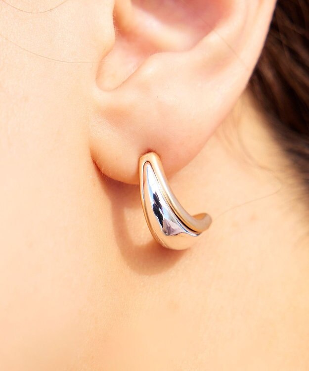 Tiaclasse メタルコンビラインピアス シルバー×ゴールド