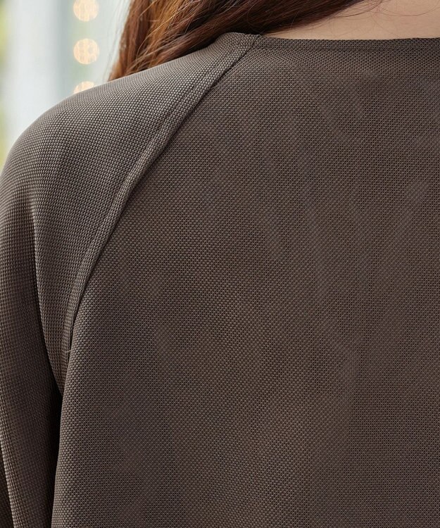 Tiaclasse メッシュジャガードノーカラーブルゾン ブラウン